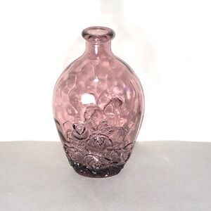 Purple Glass Vase with Floral Design
